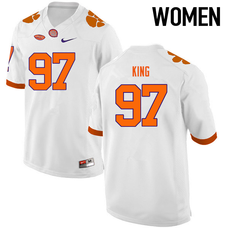 Women Clemson Tigers #97 Carson King College Football Jerseys-White - Click Image to Close